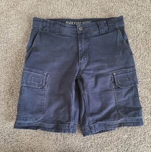 Duluth Trading Navy Flex Fire Hose Relaxed Fit Cargo Shorts Size 32